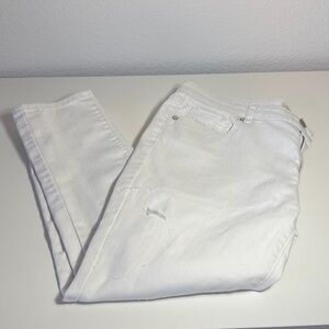 Women's Distressed White Jeans